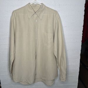 Vintage Black Label Hugo Boss Silk/Linen Long Sleeve Button-Down Shirt L